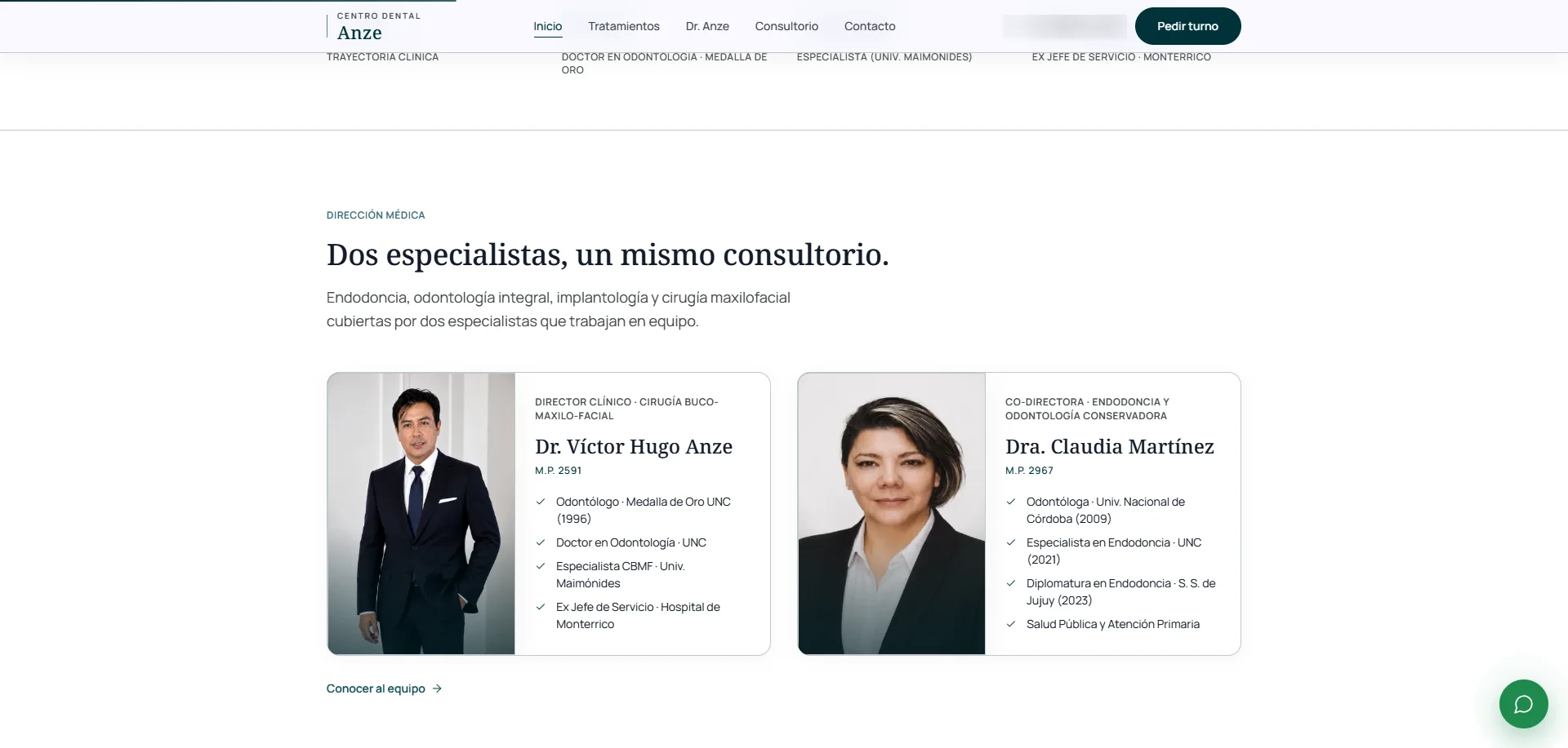 Presentación de los dos especialistas del consultorio