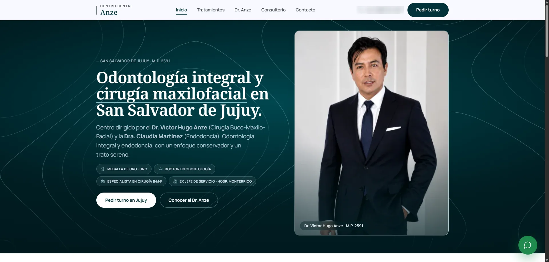 Portada del sitio del Centro Dental Anze