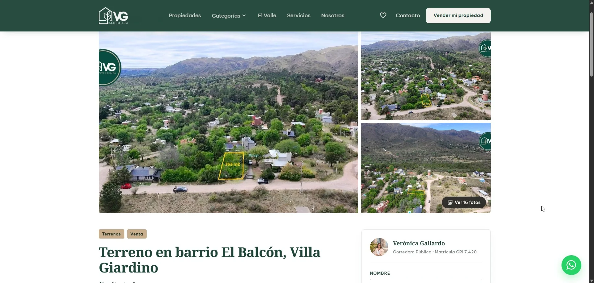Ficha de una propiedad con galería de fotos