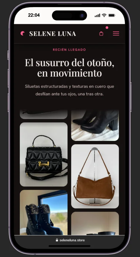 Portada de la tienda en modo oscuro