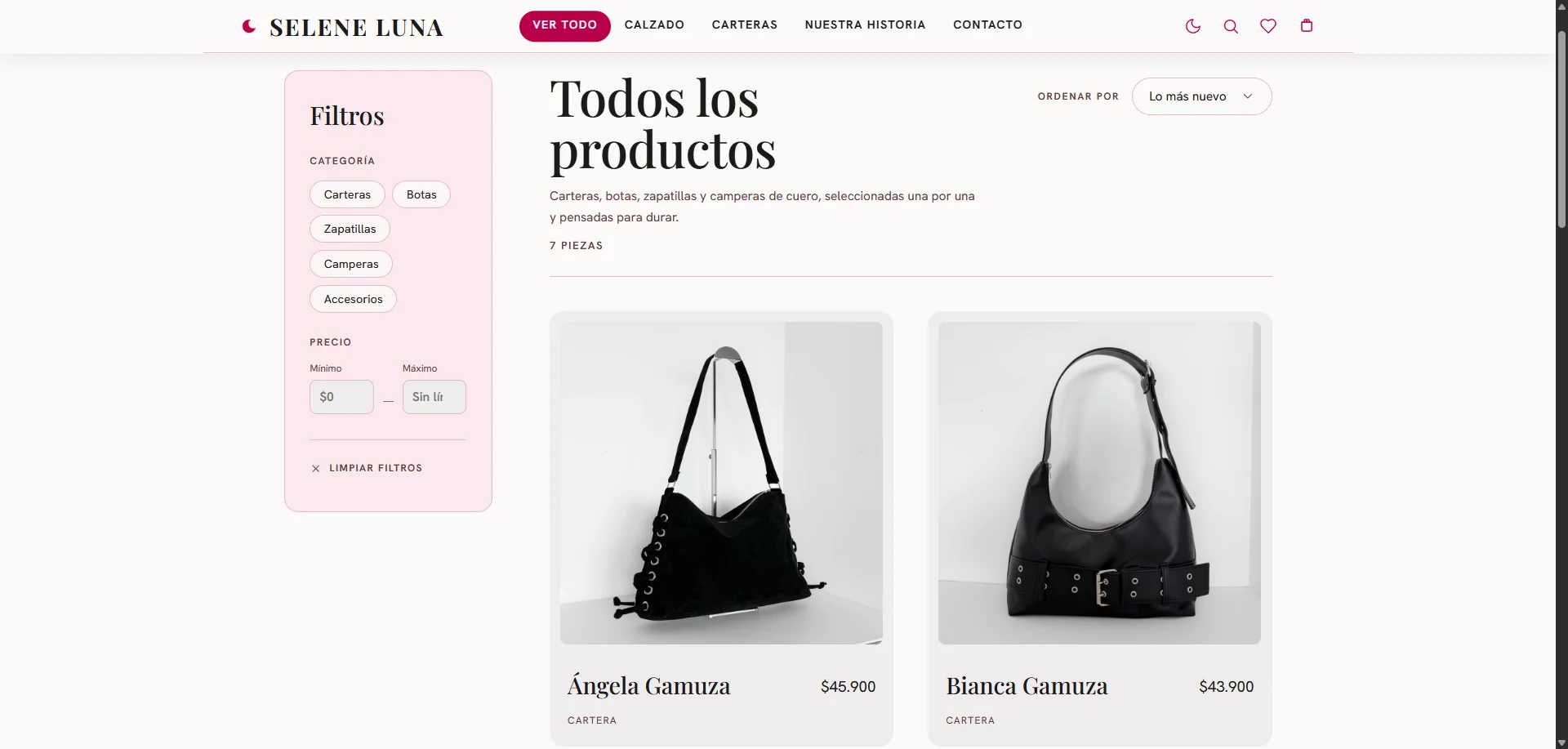Catálogo de calzado y carteras