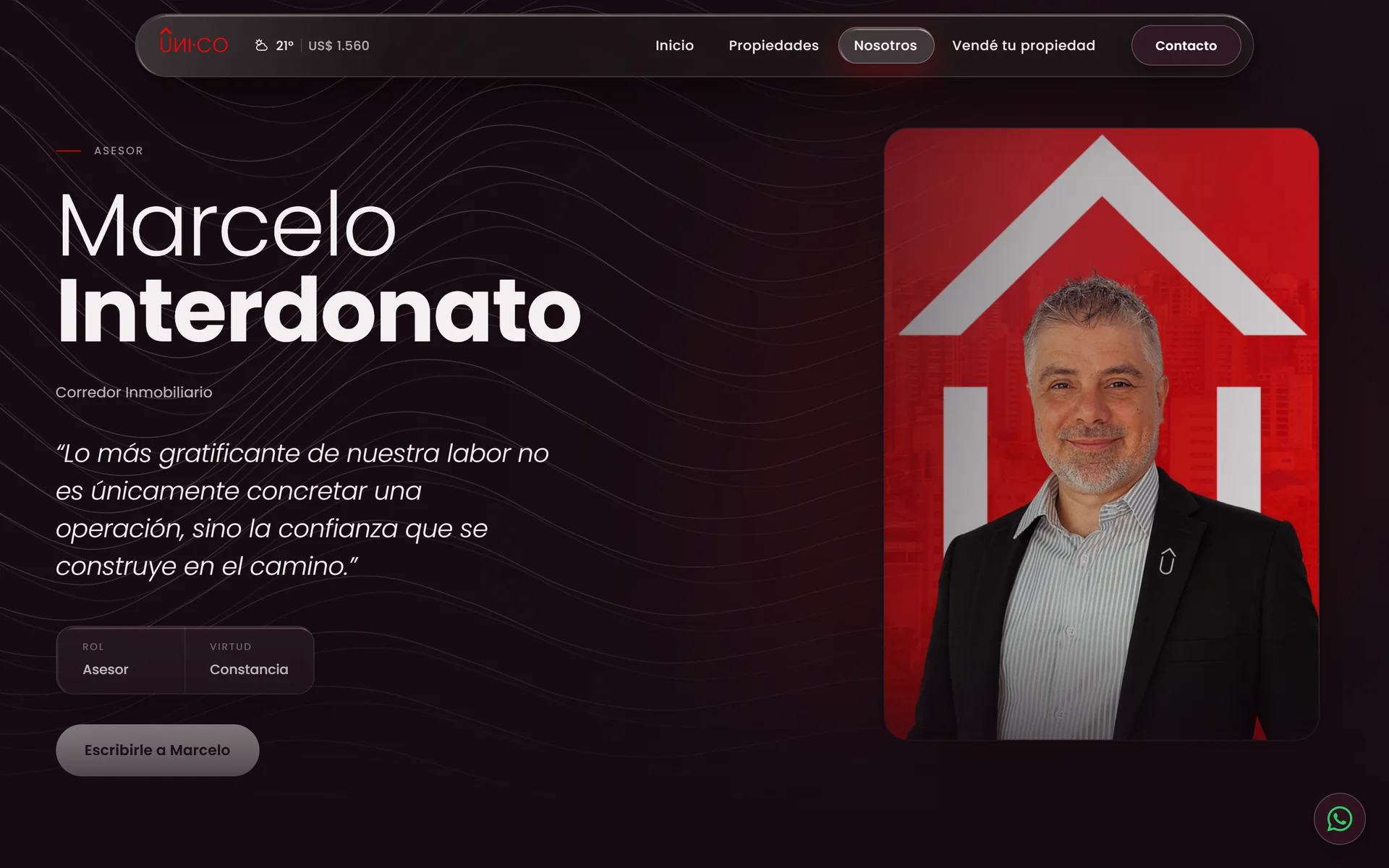 Página de un asesor de la inmobiliaria